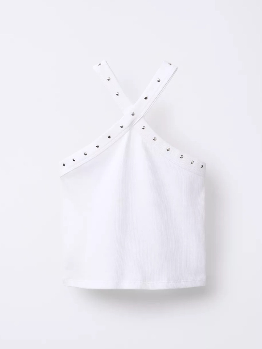 Zara Ribbed Halter Studded Top